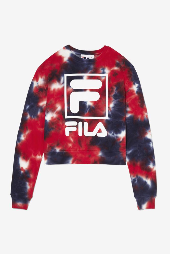 Fila Ashley Tie Dye Navy/Red Sweatshirt Womens - NZ 63591-MJGI